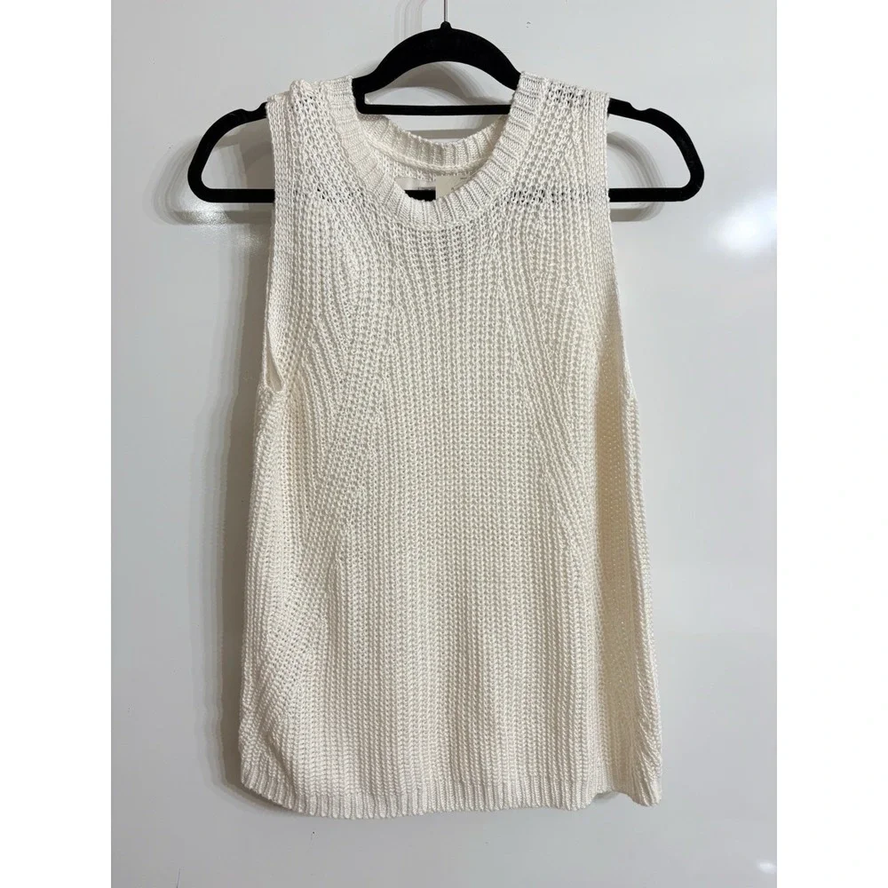 Loft cream white‎ knitted sweater vest SIZE Large Petite NWT